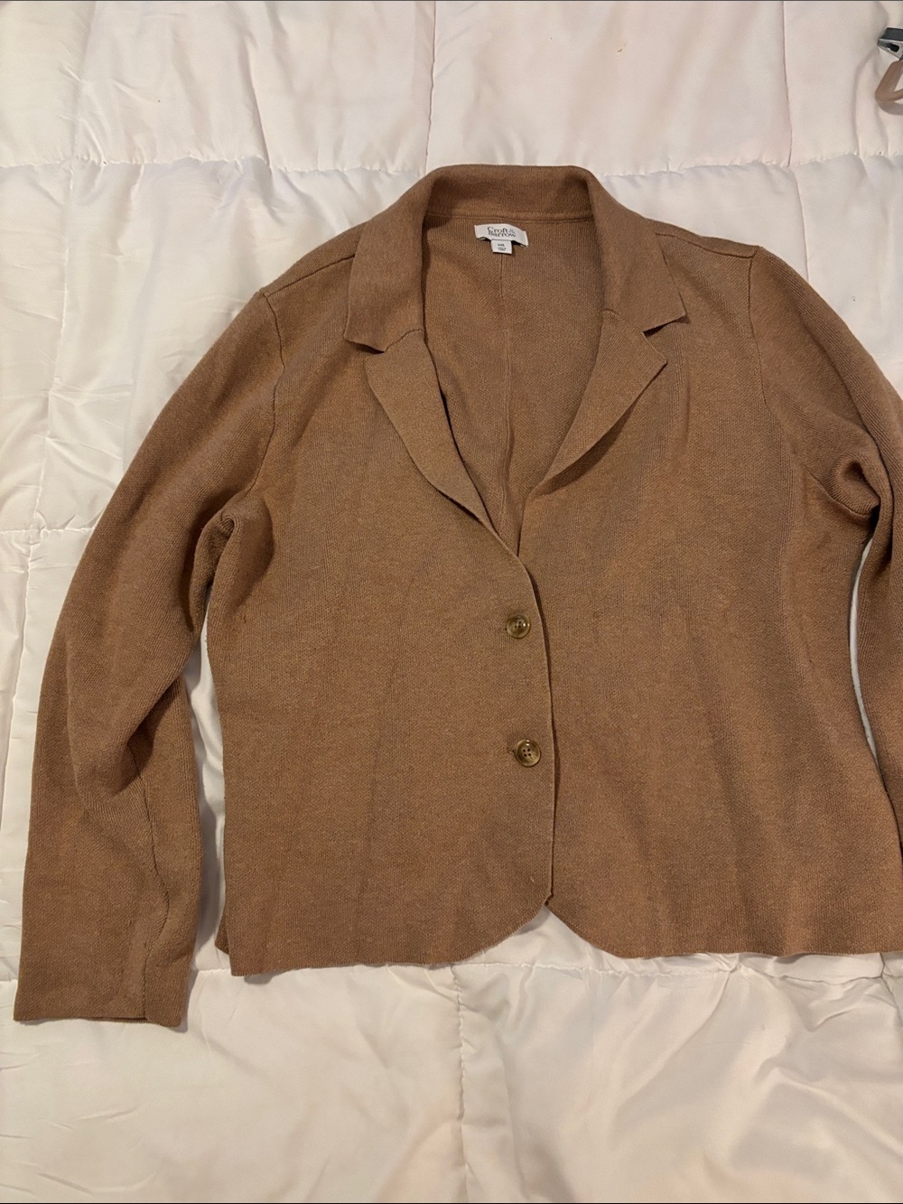 Soft Surroundings Camel Knit Blazer Jacket